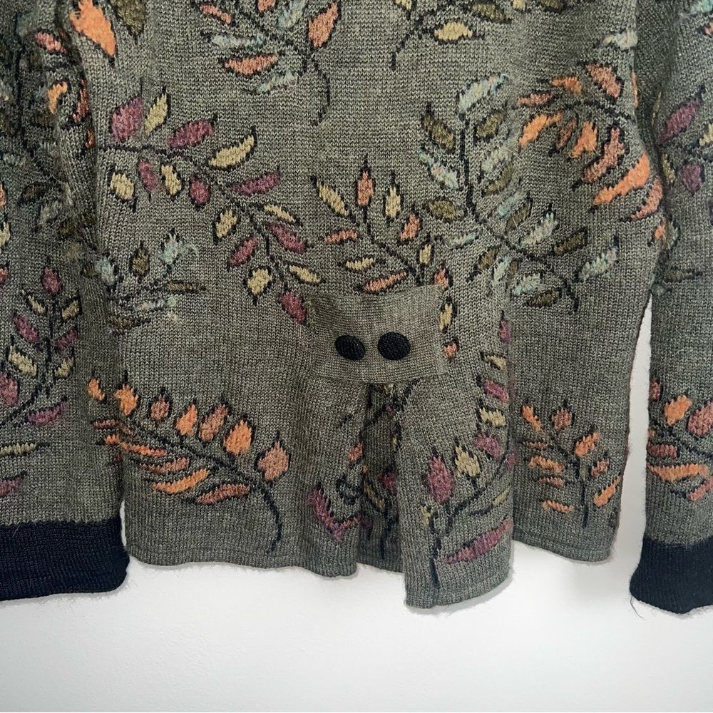 Peruvian Link Alpaca Green Floral Boho Cardigan Sweater M - Picture 7 of 9